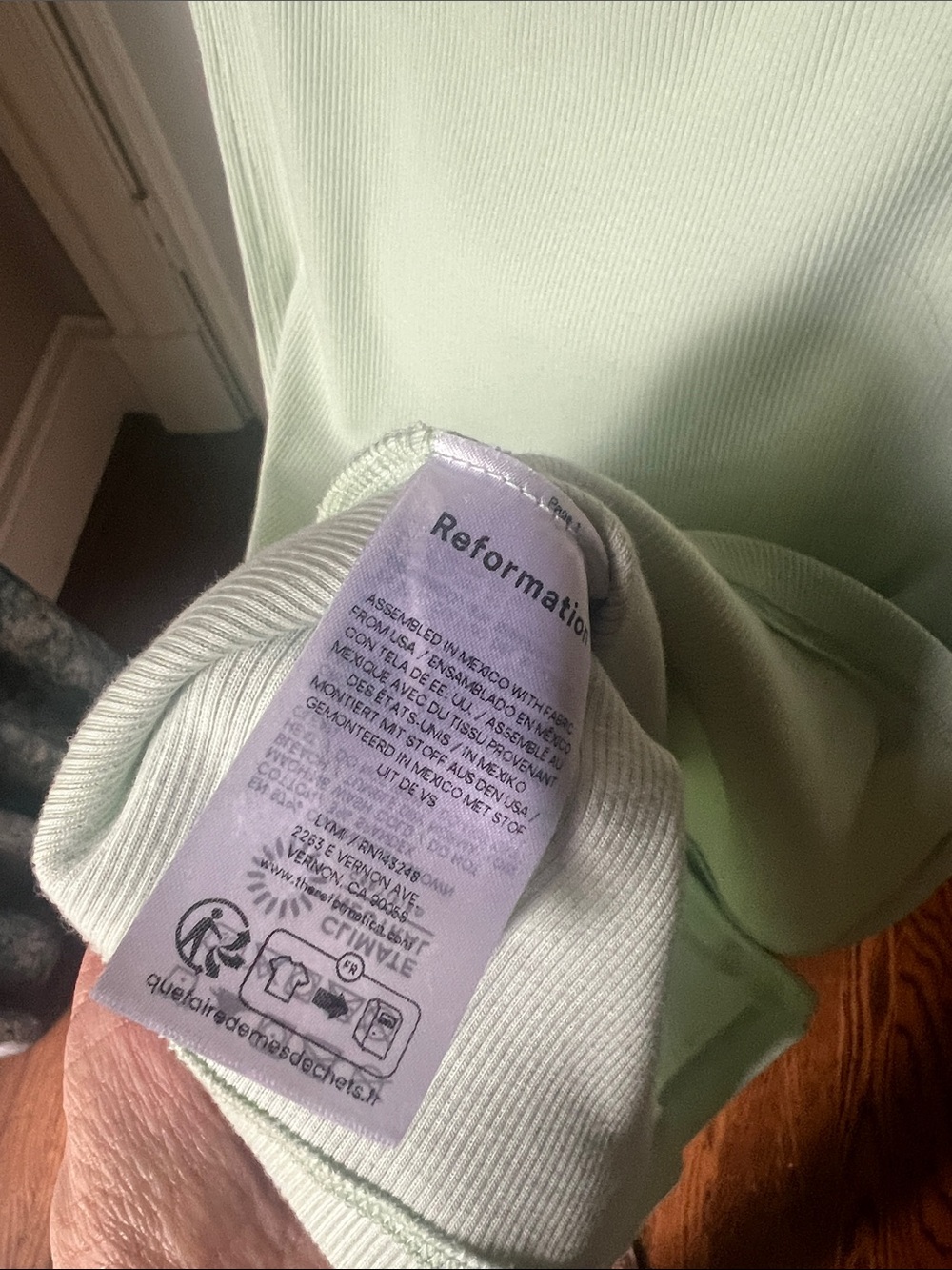 Reformation Mint Ribbed Side-Button Tank - Picture 5 of 6